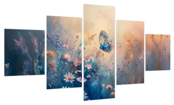 Obraz - Łąka z motylem (125x70 cm)