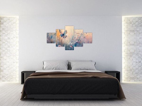 Obraz - Łąka z motylem II (125x70 cm)
