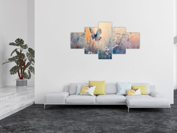 Obraz - Łąka z motylem II (125x70 cm)