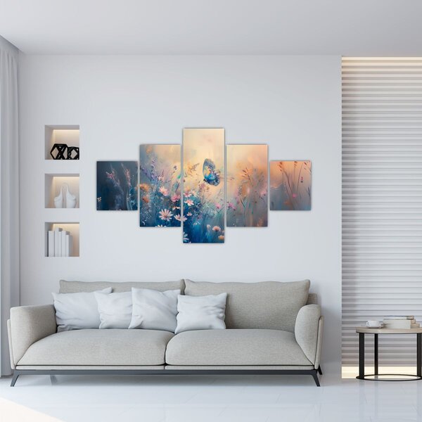 Obraz - Łąka z motylem (125x70 cm)