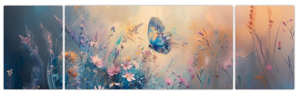 Obraz - Łąka z motylem (170x50 cm)