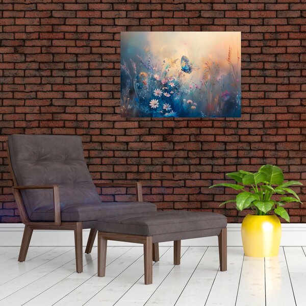 Obraz - Łąka z motylem (70x50 cm)