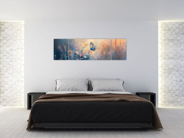 Obraz - Łąka z motylem (170x50 cm)