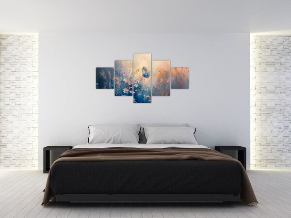Obraz - Łąka z motylem (125x70 cm)
