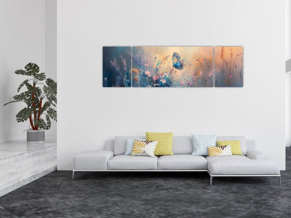 Obraz - Łąka z motylem (170x50 cm)
