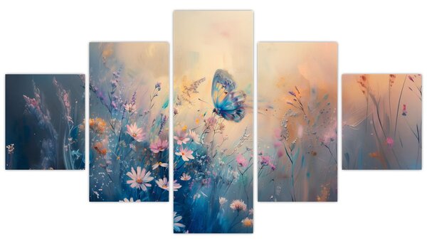 Obraz - Łąka z motylem (125x70 cm)