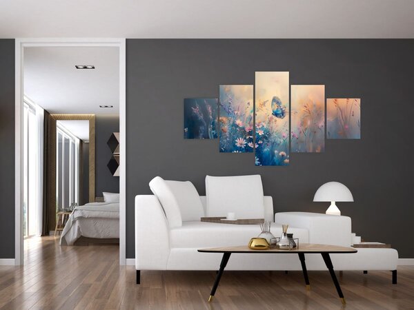 Obraz - Łąka z motylem (125x70 cm)