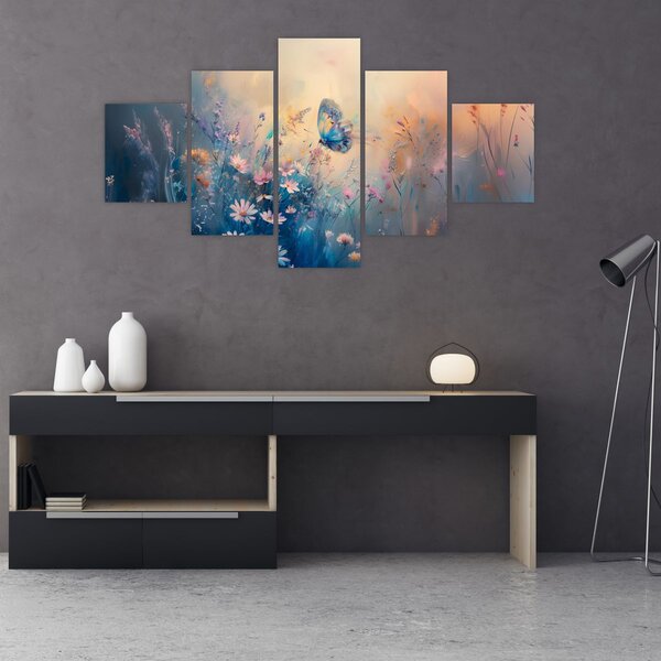 Obraz - Łąka z motylem (125x70 cm)
