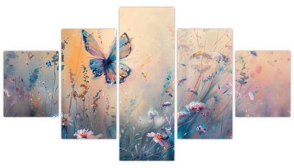 Obraz - Łąka z motylem II (125x70 cm)
