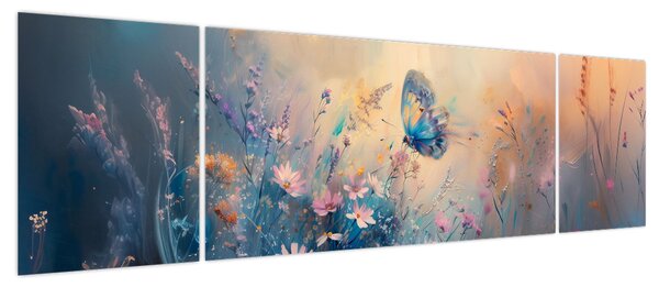 Obraz - Łąka z motylem (170x50 cm)