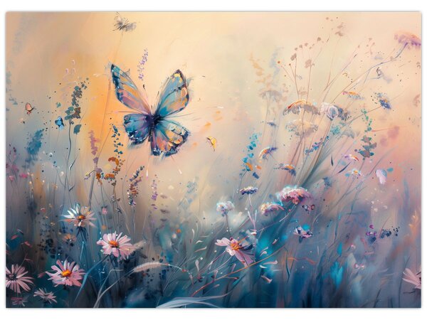 Obraz - Łąka z motylem II (70x50 cm)