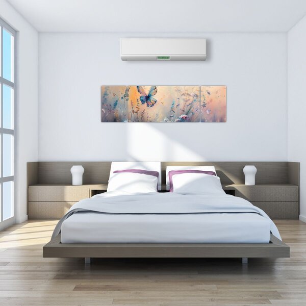 Obraz - Łąka z motylem II (170x50 cm)