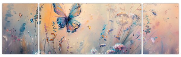 Obraz - Łąka z motylem II (170x50 cm)
