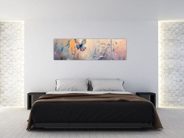 Obraz - Łąka z motylem II (170x50 cm)