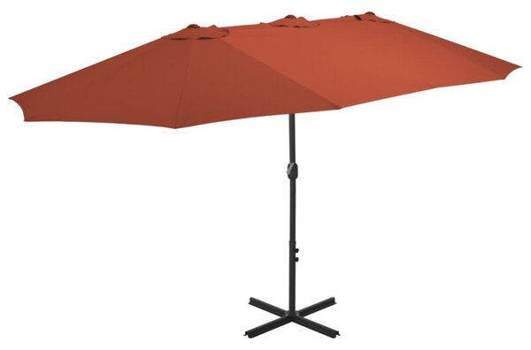 Parasol ogrodowy na słupku aluminiowym, 460 x 270 cm, terakota