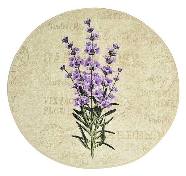 Dywanik łazienkowy z fioletowym kwiecistym motywem Foutastic Violet Circle, ø 100 cm
