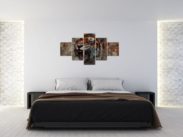 Obraz - Tygrys z cegieł (125x70 cm)