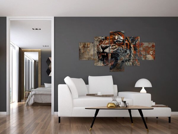 Obraz - Tygrys z cegieł (125x70 cm)