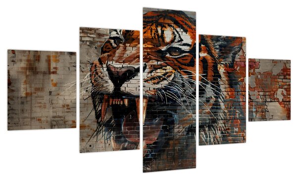 Obraz - Tygrys z cegieł (125x70 cm)