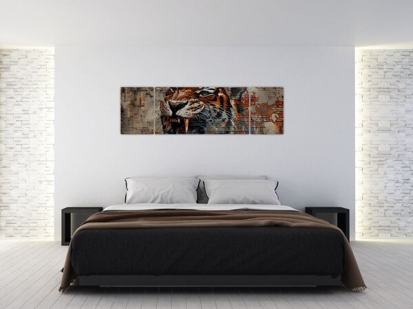Obraz - Tygrys z cegieł (170x50 cm)