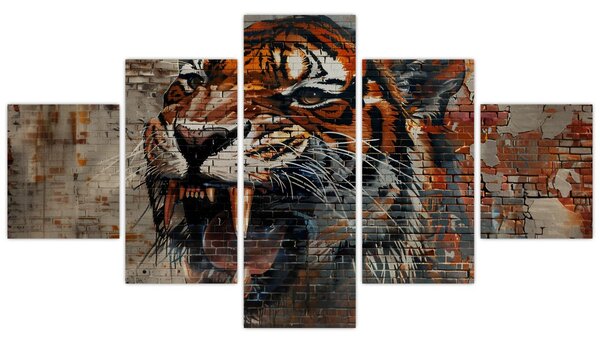 Obraz - Tygrys z cegieł (125x70 cm)