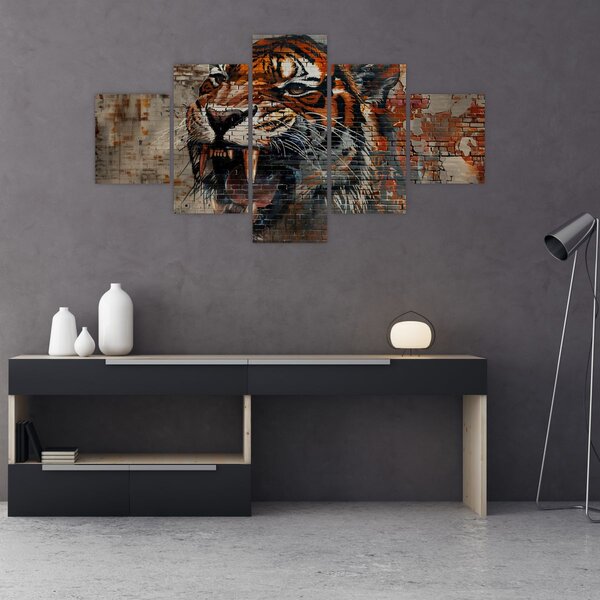 Obraz - Tygrys z cegieł (125x70 cm)
