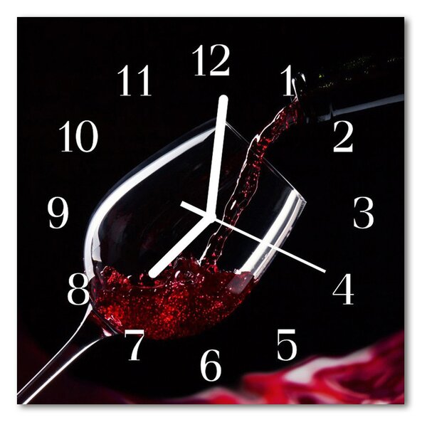 Zegar szklany kwadratowy Wino