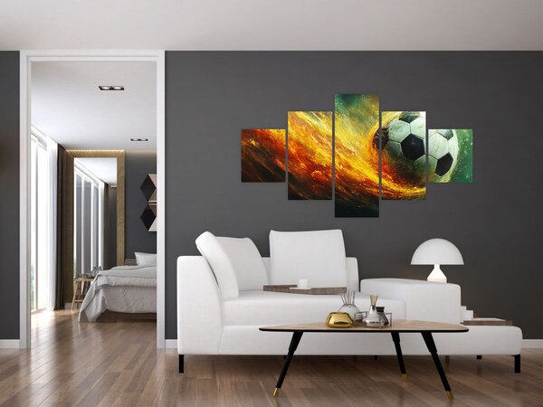 Obraz - Piłka nożna w locie (125x70 cm)