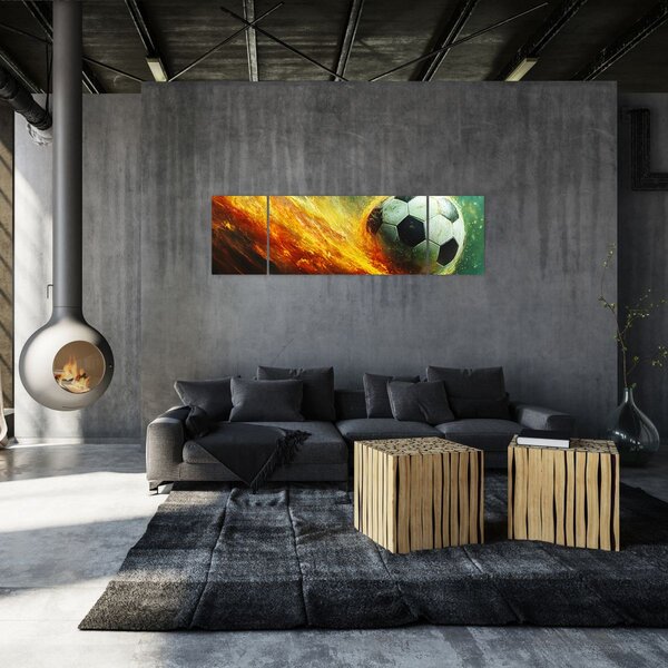 Obraz - Piłka nożna w locie (170x50 cm)