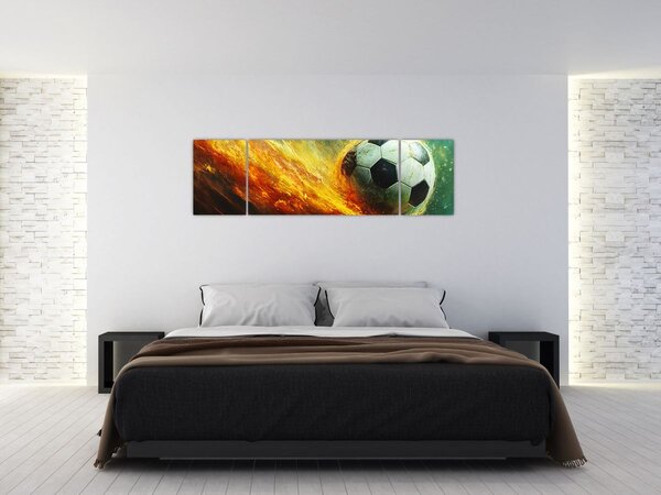 Obraz - Piłka nożna w locie (170x50 cm)