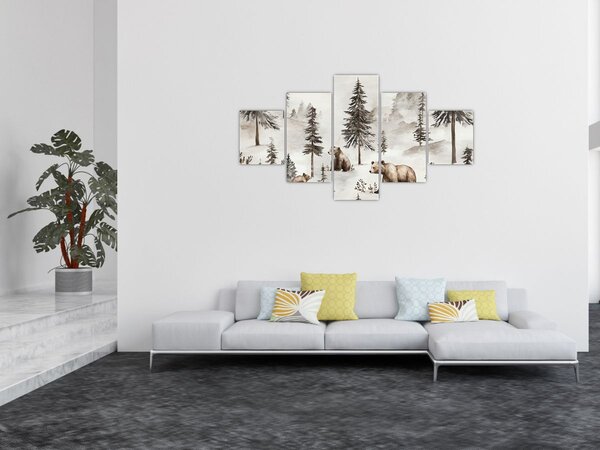 Obraz - Las z niedźwiedziami (125x70 cm)