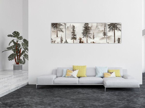 Obraz - Las z niedźwiedziami (170x50 cm)