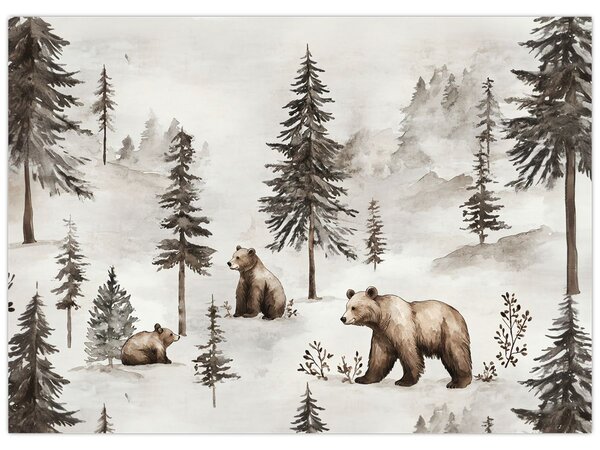Obraz - Las z niedźwiedziami (70x50 cm)