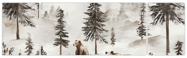 Obraz - Las z niedźwiedziami (170x50 cm)