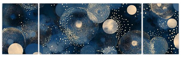 Obraz - Niebiesko-złote pierścienie (170x50 cm)