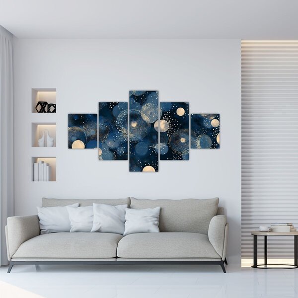 Obraz - Niebiesko-złote pierścienie (125x70 cm)