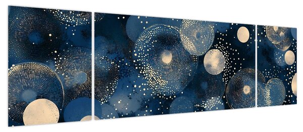 Obraz - Niebiesko-złote pierścienie (170x50 cm)