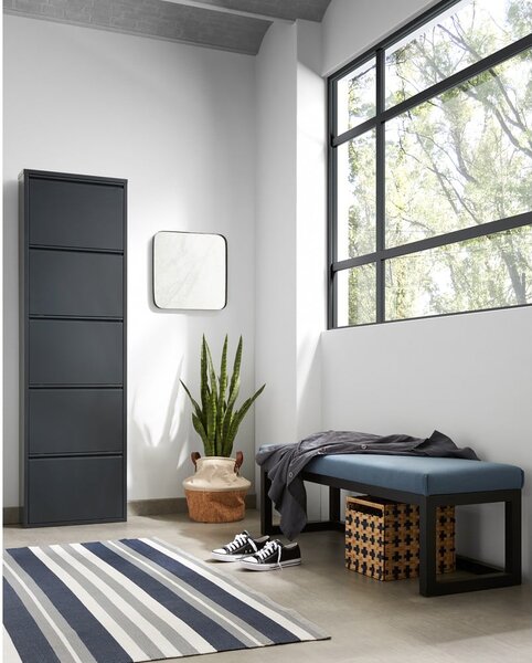 Antracytowa metalowa uchylna szafka na buty 50x169x15 cm Ode – Kave Home