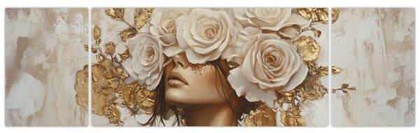 Obraz - Dziewczyna z różami (170x50 cm)
