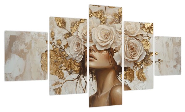 Obraz - Dziewczyna z różami (125x70 cm)