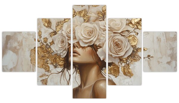 Obraz - Dziewczyna z różami (125x70 cm)