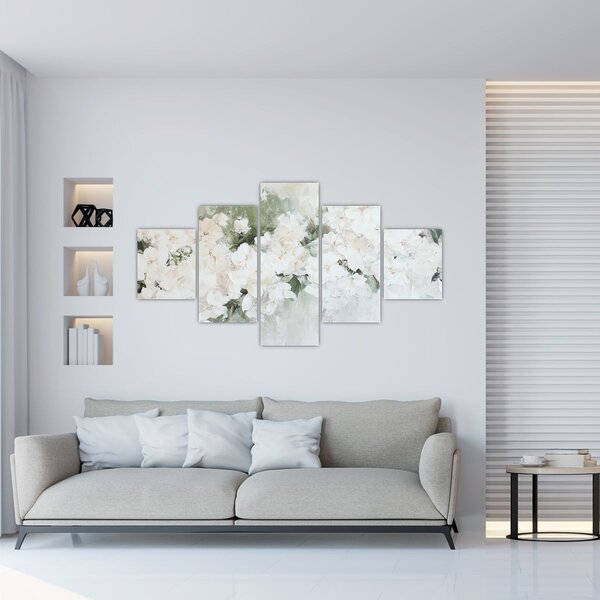 Obraz - Abstrakcja białych kwiatów (125x70 cm)