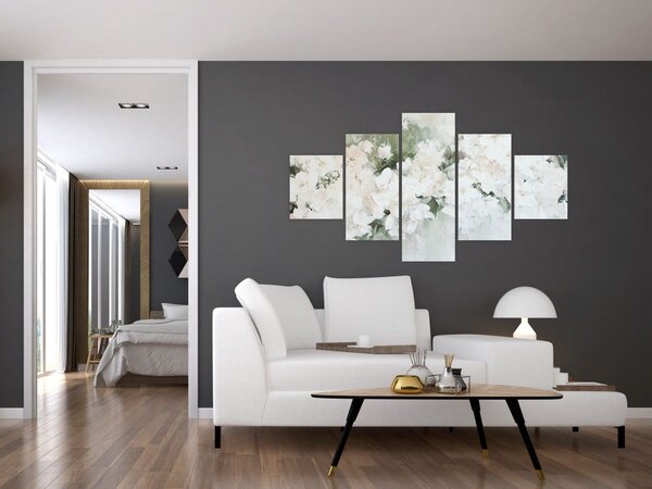 Obraz - Abstrakcja białych kwiatów (125x70 cm)