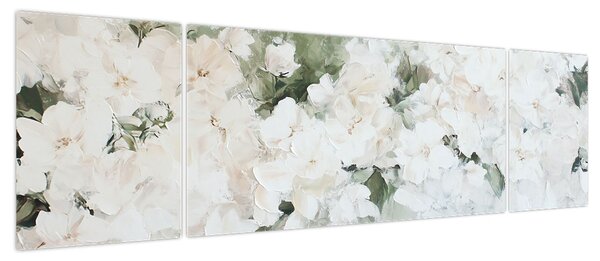 Obraz - Abstrakcja białych kwiatów (170x50 cm)