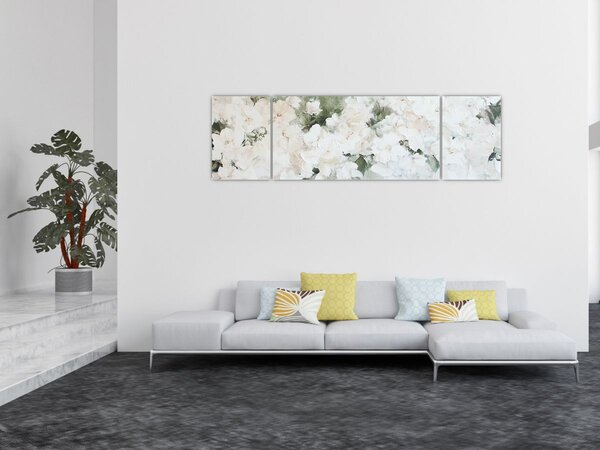 Obraz - Abstrakcja białych kwiatów (170x50 cm)