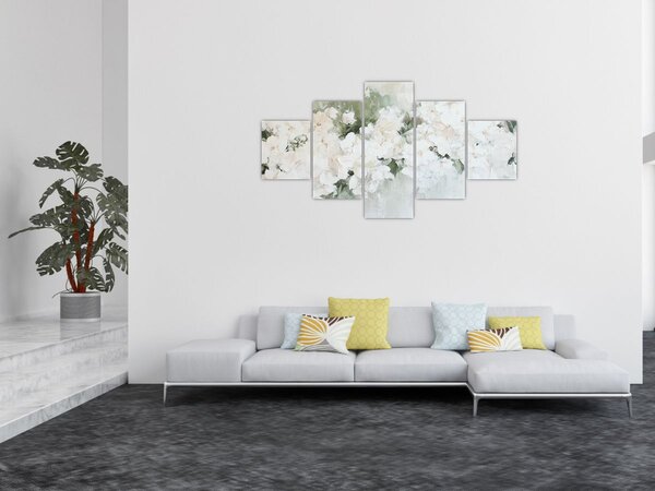 Obraz - Abstrakcja białych kwiatów (125x70 cm)