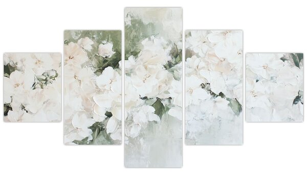 Obraz - Abstrakcja białych kwiatów (125x70 cm)