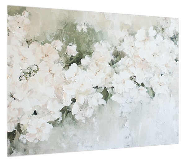 Obraz - Abstrakcja białych kwiatów (70x50 cm)