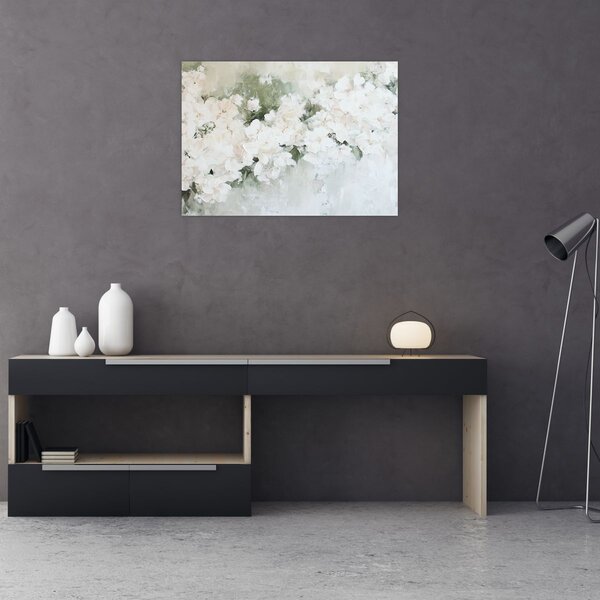 Obraz - Abstrakcja białych kwiatów (70x50 cm)