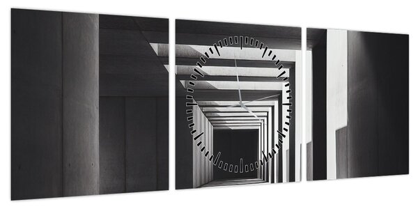 Obraz - Kwadratowy tunel (z zegarem) (90x30 cm)